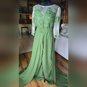 Elegant Green Lace Gown